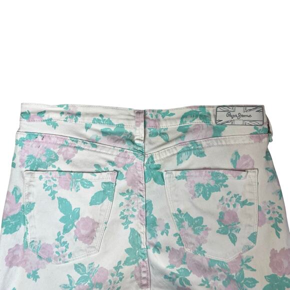 Vintage Y2K Pepe Jeans Capris in Pastel Floral Print Low Rise Sz 28 - Picture 7 of 11